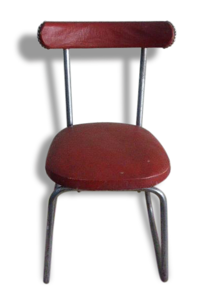 Chaise en skai rouge et métal chromé vintage 1950