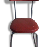 Chair in red leatherette and chrome metal vintage 1950