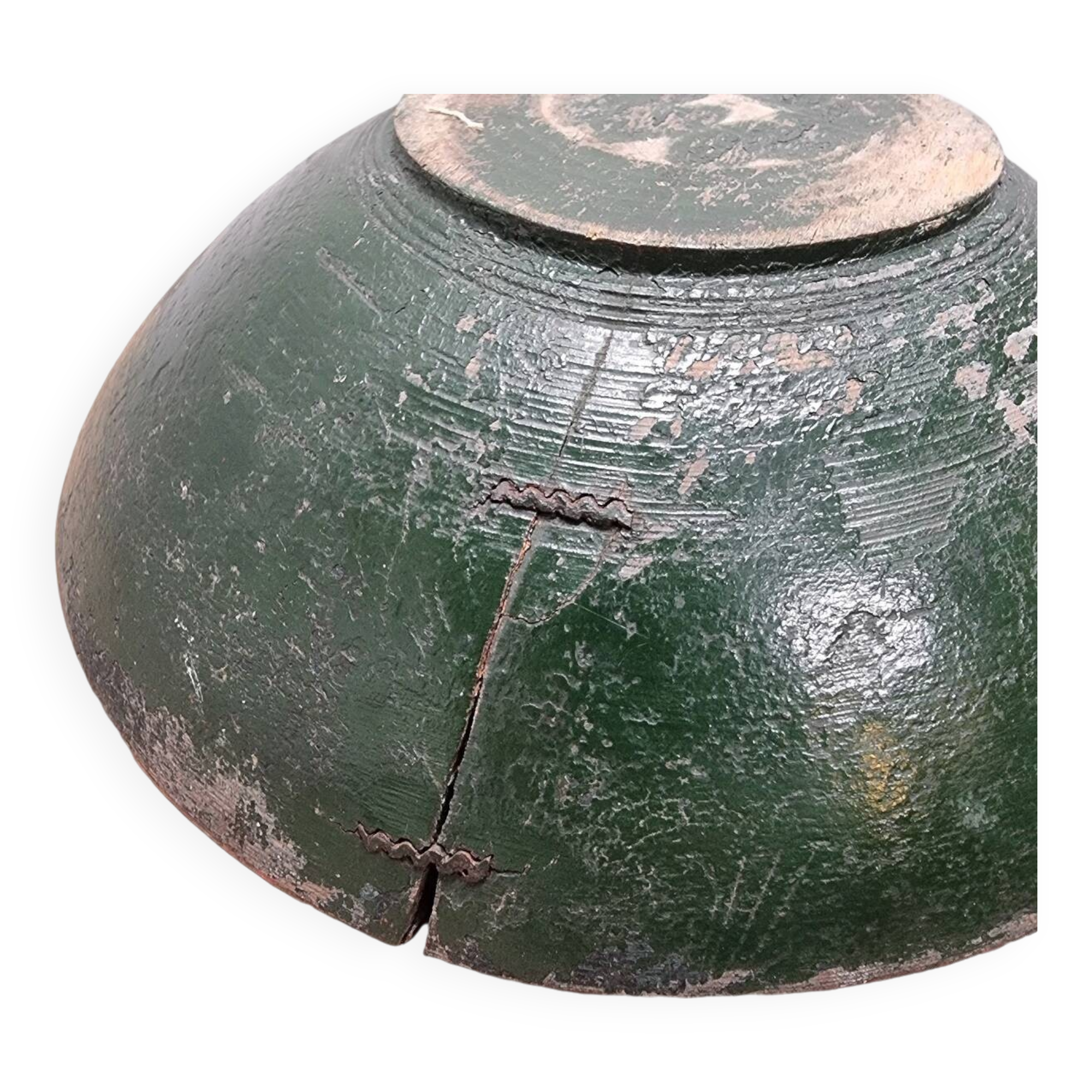 Antique Japanese Wooden Urushi Dough Bowl, from around 1900