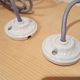 Pair of industrial hangings enamelled sheet metal and porcelain Sockets