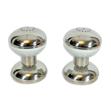 Goffredo Reggiani chrome and milk glass table lamps from 70s