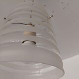 70's pendant light, partially sandblasted molded glass