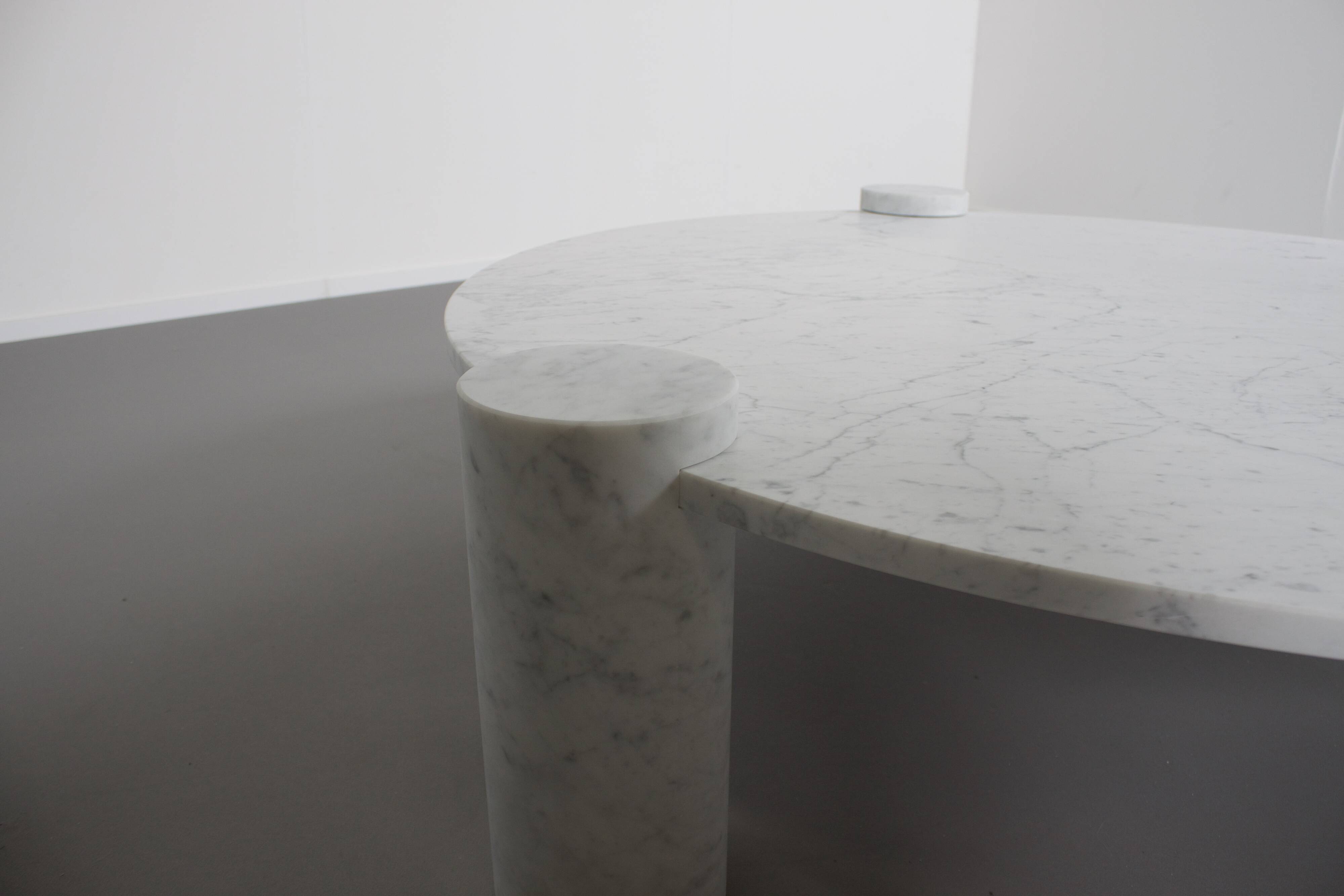 Large Impressive Carrara Marble Coffee Table Made in Italy, 1970s