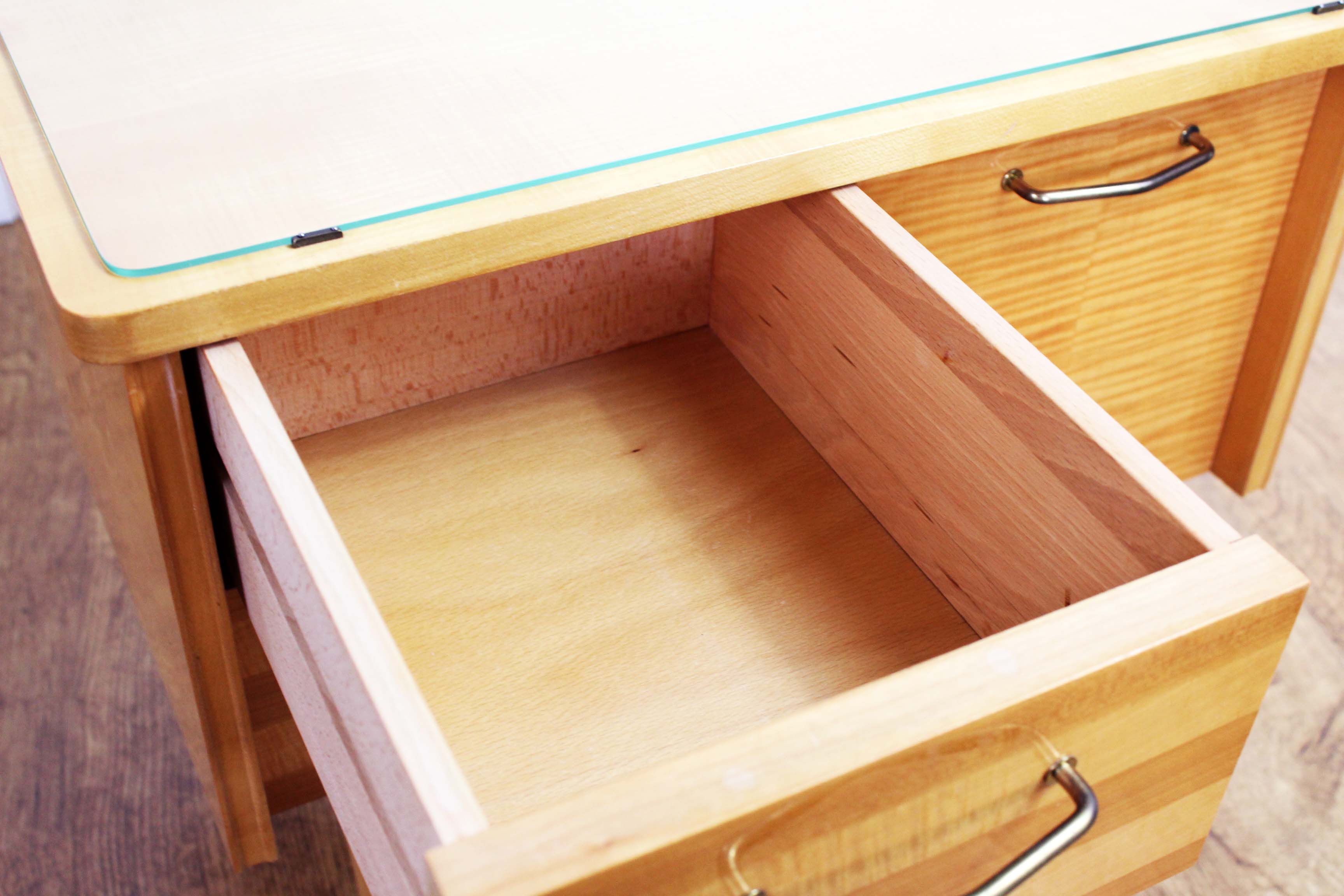 Pair of bedside 60s maple plate