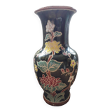 Large vintage ceramic vase with floral decoration