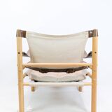 Set Of Two Safari Chairs Model Sirocco Made In Oak & Canvas By Arne Norell