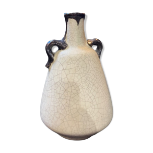 vase pansu en céramique craquelée blanche art deco circa 1930