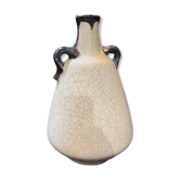 Vase pansu en céramique craquelée blanche art deco circa 1930
