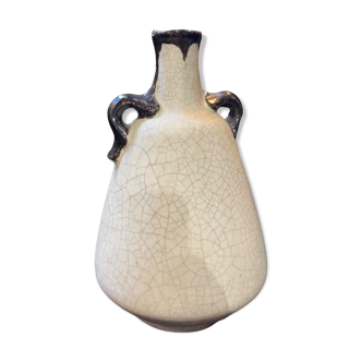 Pansu vase cracked ceramic white art deco circa 1930