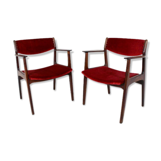 Pair of rosewood armchairs, Henning Kjaernulf for Soro Stolefabrik, Denmark, 1960