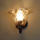 Vintage wooden and metal wall light with bronze effect, amber glass shade 5168