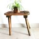 Old milking stool, old farm stool, primitive art.