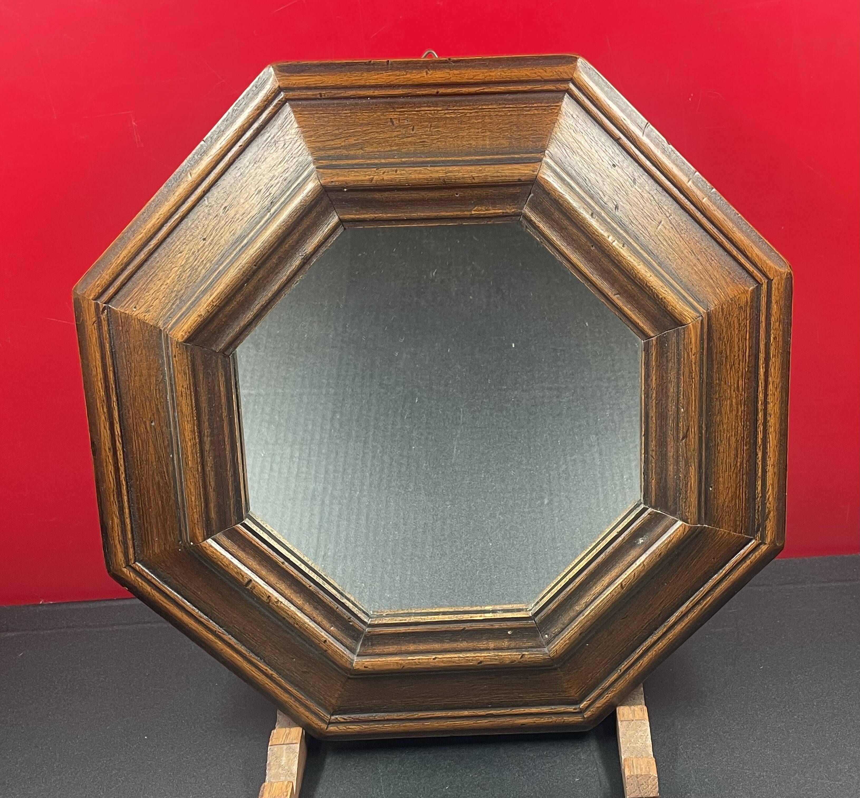 Rustic molded wood mirror 34 cm