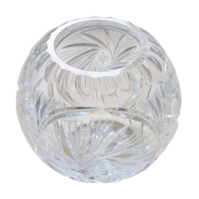 Vase boule cristal taillé