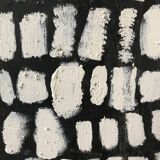 Graphic abstract painting on wood support