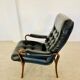 Vintage mid-century Scandinavian black leather lounge chair 1970s
