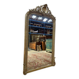 Miroir époque Napoléon III à fronton à la feuille d'or