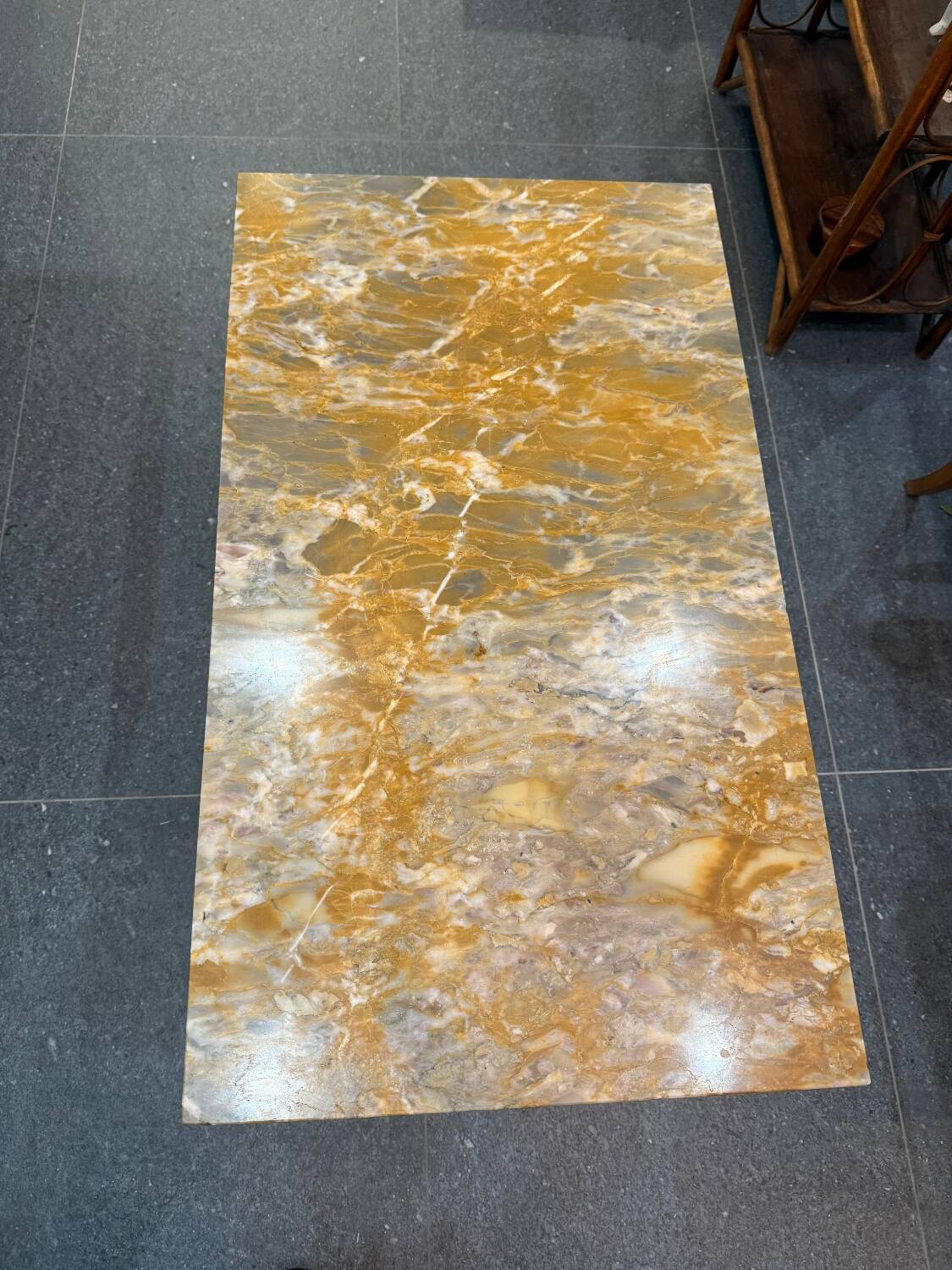 Louis XVI style coffee table - marble, porcelain medallions