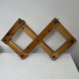 Cloakroom Wall-mounted pine coat rack with 7 vintage Scandinavian hooks