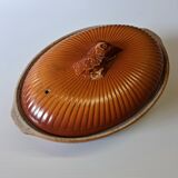 Very nice pheasant terrine dish / casserole with majolica lid.