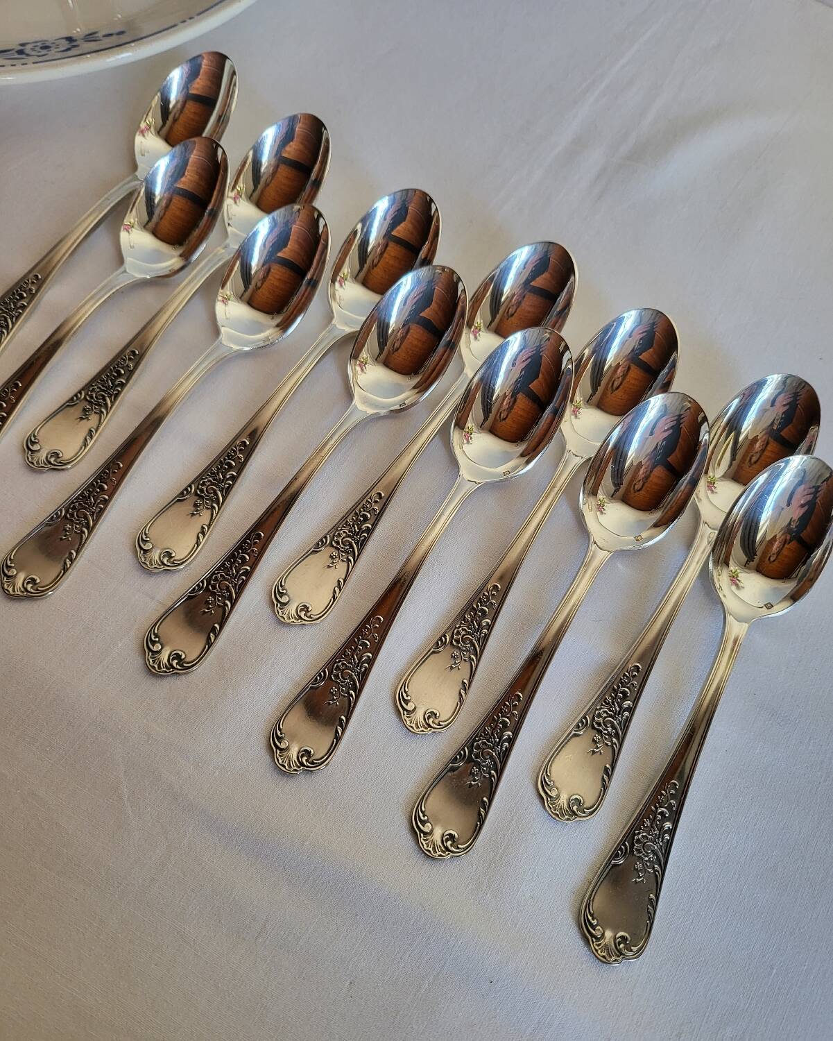 12 Small Silver-Plated Metal Spoons Guildar Silversmith