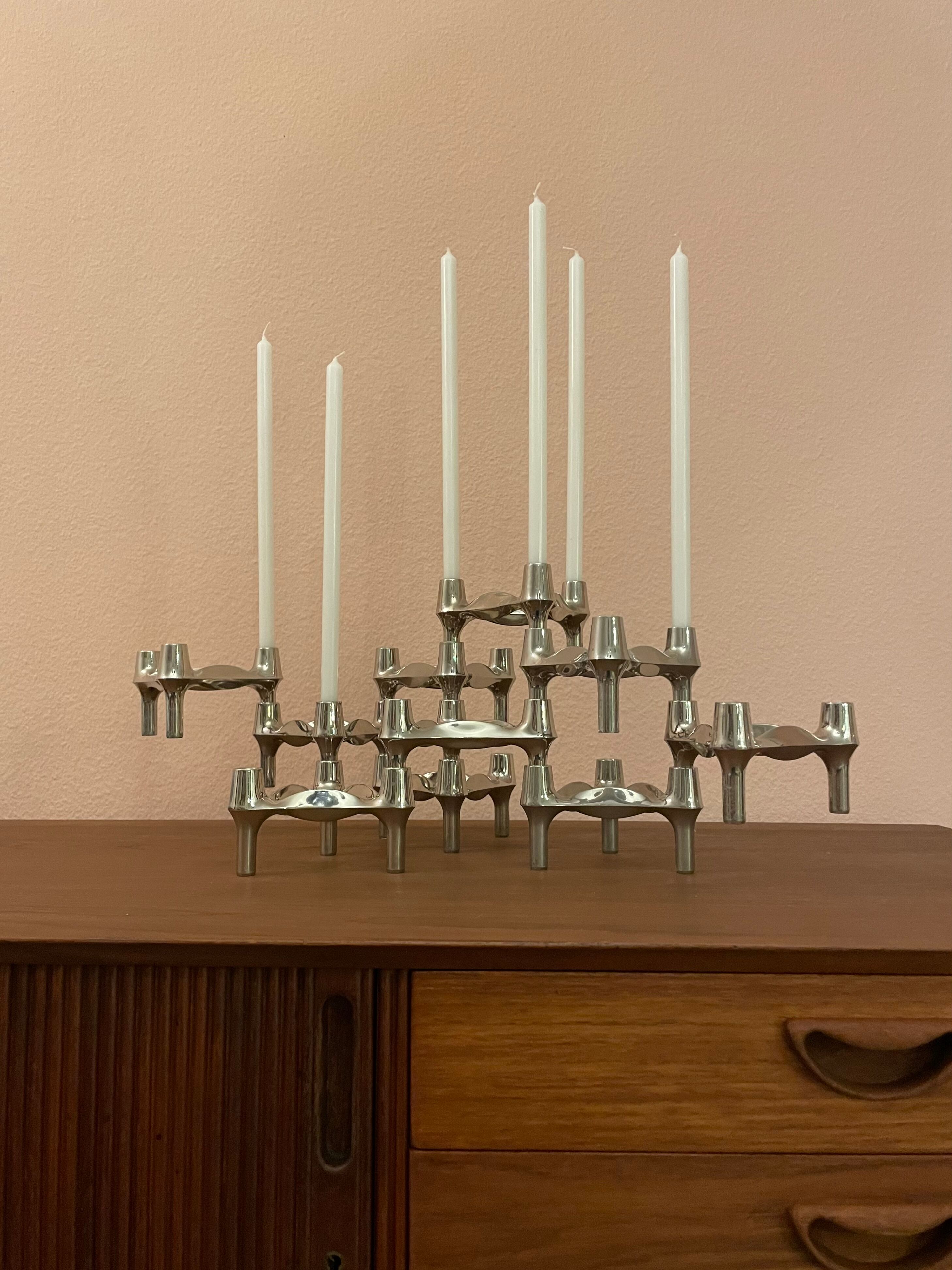 Set of 10 candle holders by Ceasar Stoffi and Fritz Nagel for Quist