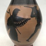 Reproduction of a Greek Attic-style black-figure vase depicting warriors
