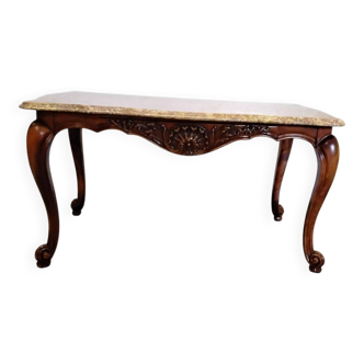 Wood and marble coffee table in Louis XV style