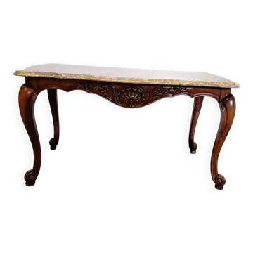 Wood and marble coffee table in Louis XV style