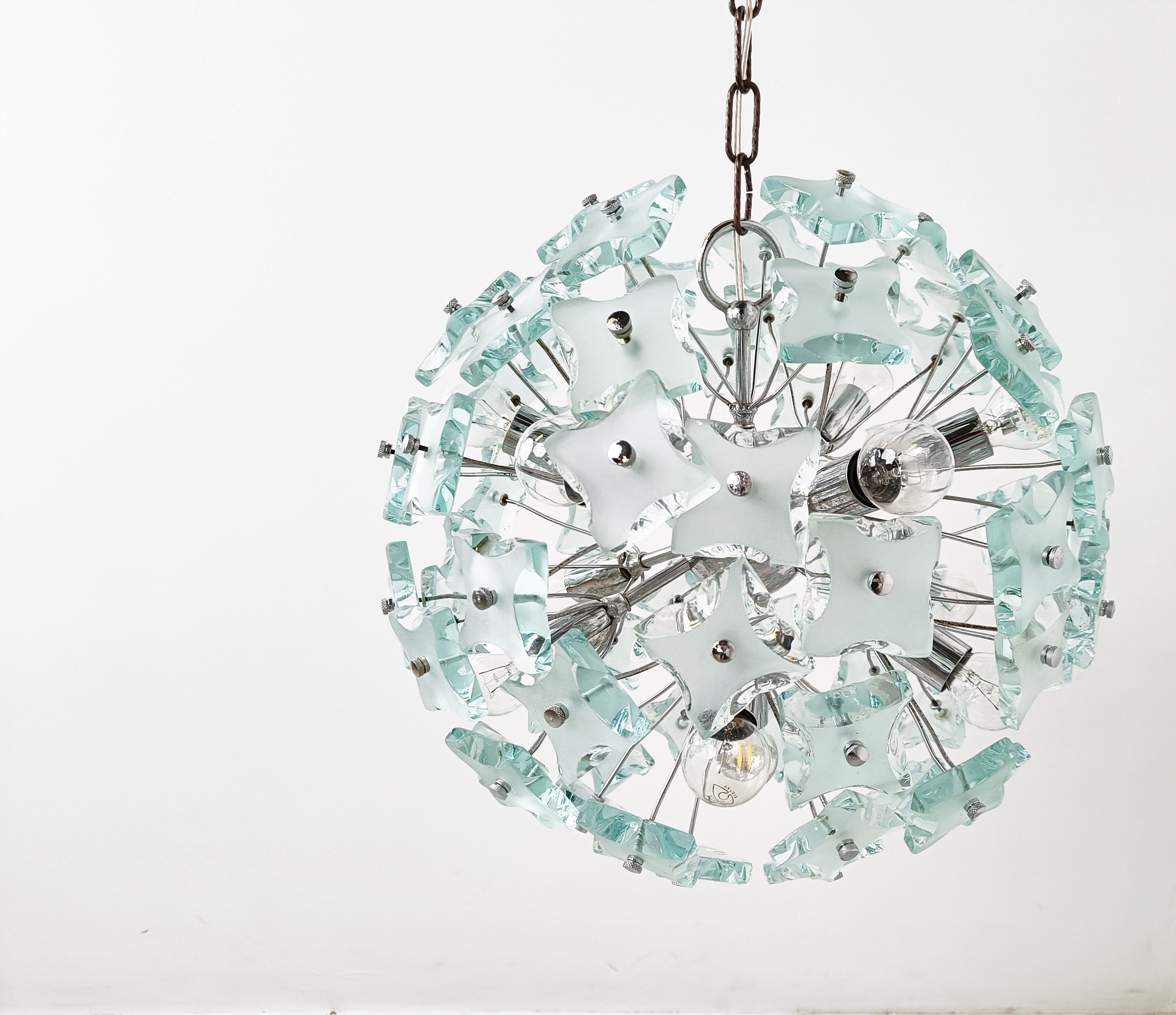 Mid century glass sputnik chandelier, 1970s