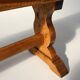 French Extra long solid elm wooden monastery bench, ca. 1850