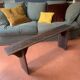 19th century bench in patinated oak, old farm bench