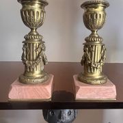 pair of antique bronze candlesticks