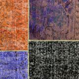 Distressed vintage turkish patchwork rug 219x150 cm wool medium