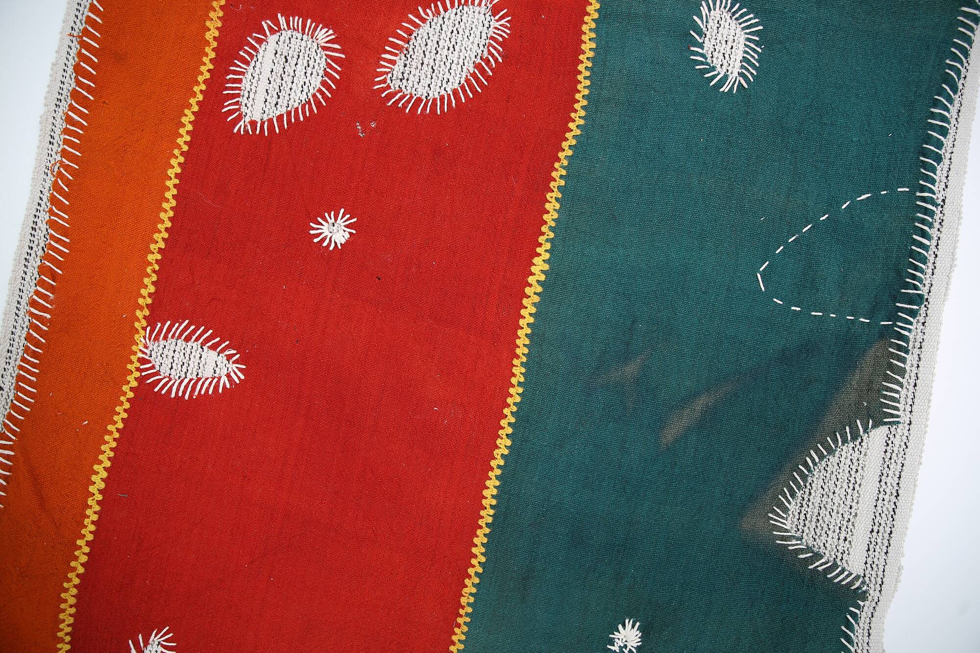 Emerald Green Handwoven Vintage Wall Hanging, Woven Wall Art, 105x123 Cm