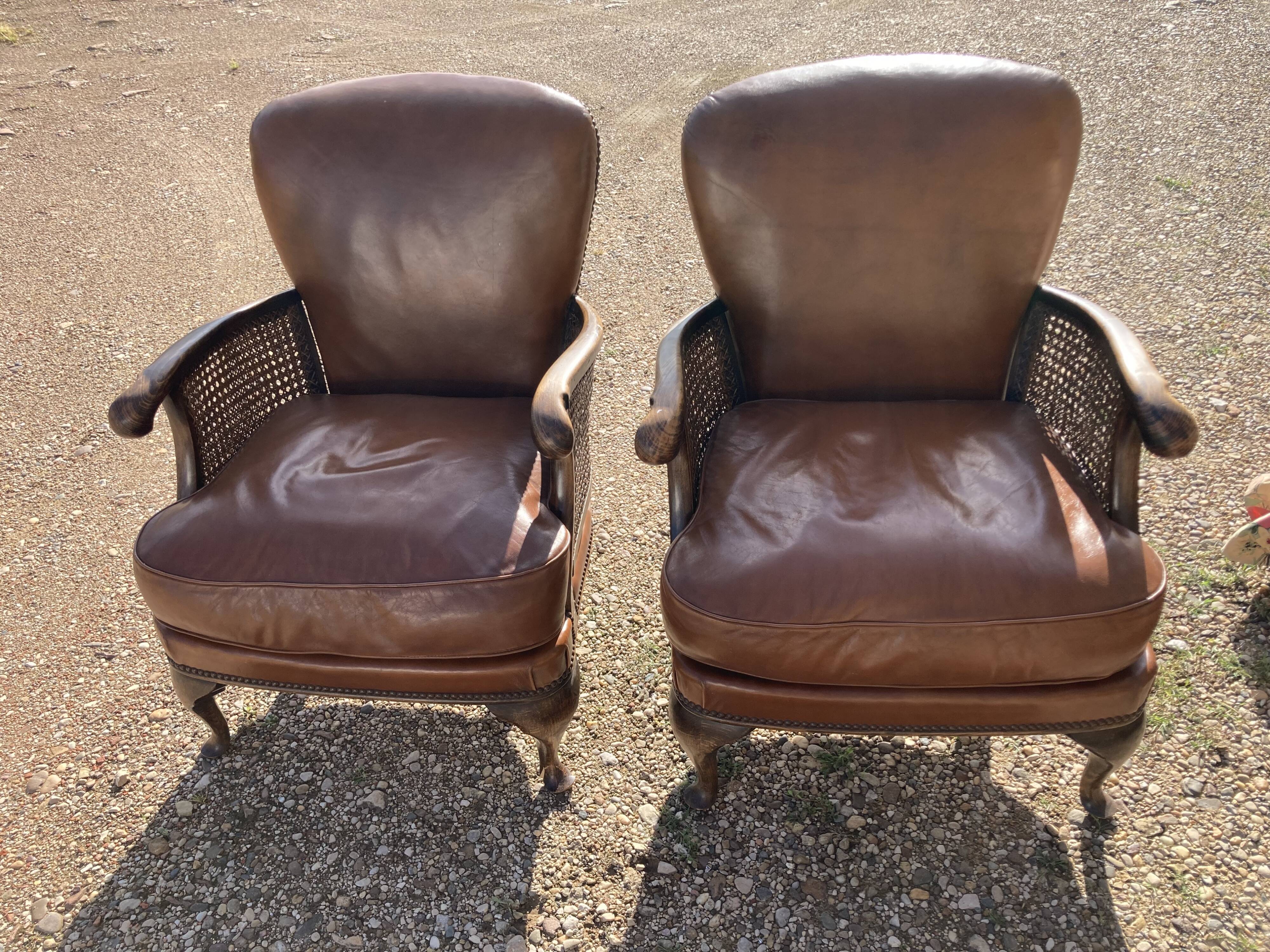 Pair of leather armchairs cannish cheeks