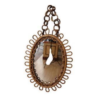 Miroir rotin vintage Italie