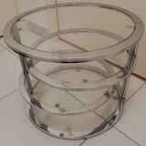 4-tray glass round coffee table