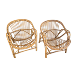 Pair of rattan armchairs