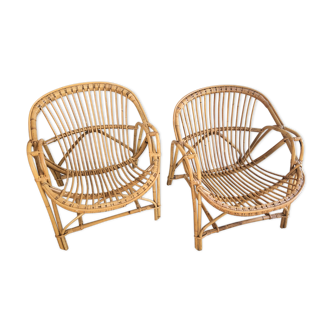 Pair of rattan armchairs