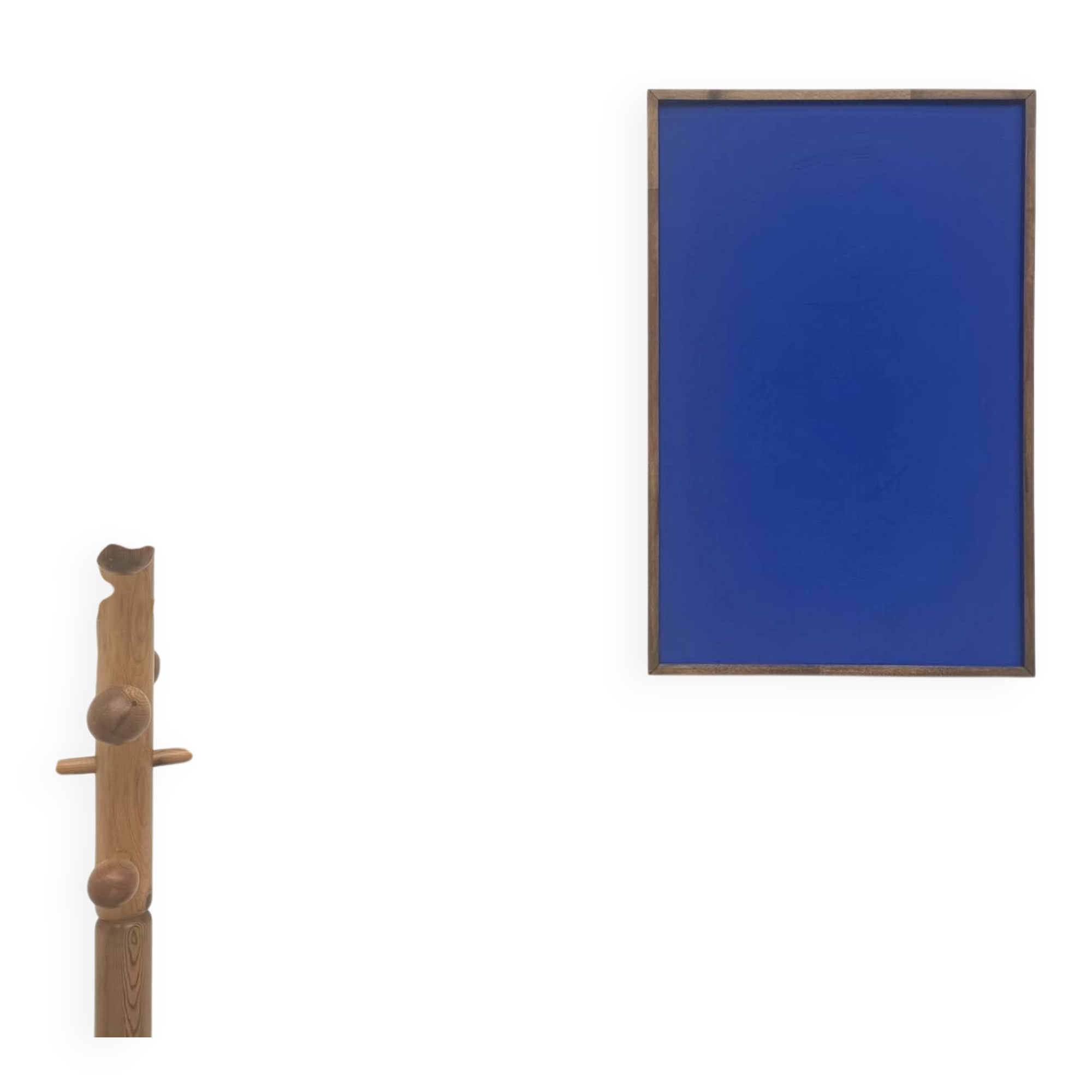 Monochrome table in ultramarine blue, acrylic on solid wood.