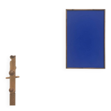 Monochrome table in ultramarine blue, acrylic on solid wood.