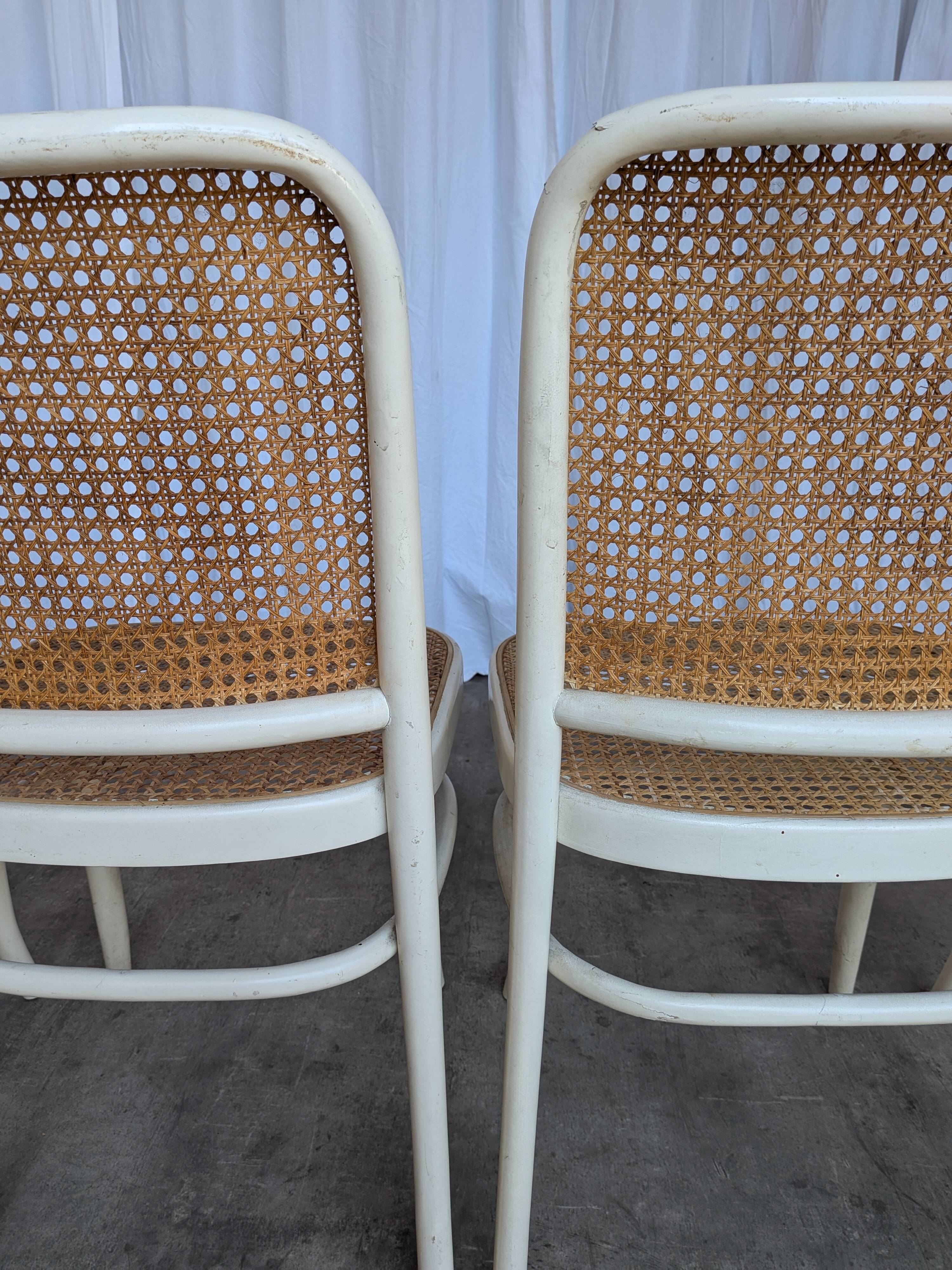 Set of 4 Thonet Style 811 Cane Chair: Josef Hoffman Mid-Century Modern Furn