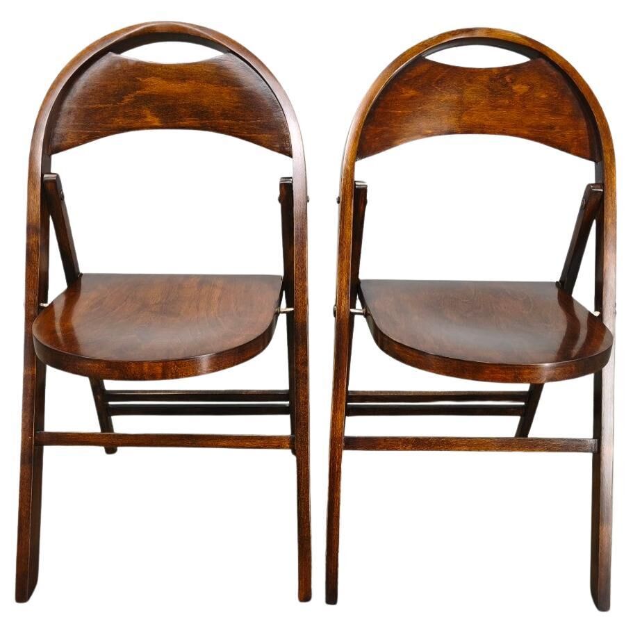 Pair of Bauhaus Folding Chairs B751 by Ligna, Czechoslovakia 1930s