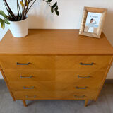 Vintage oak chest of drawers from the 1960s.