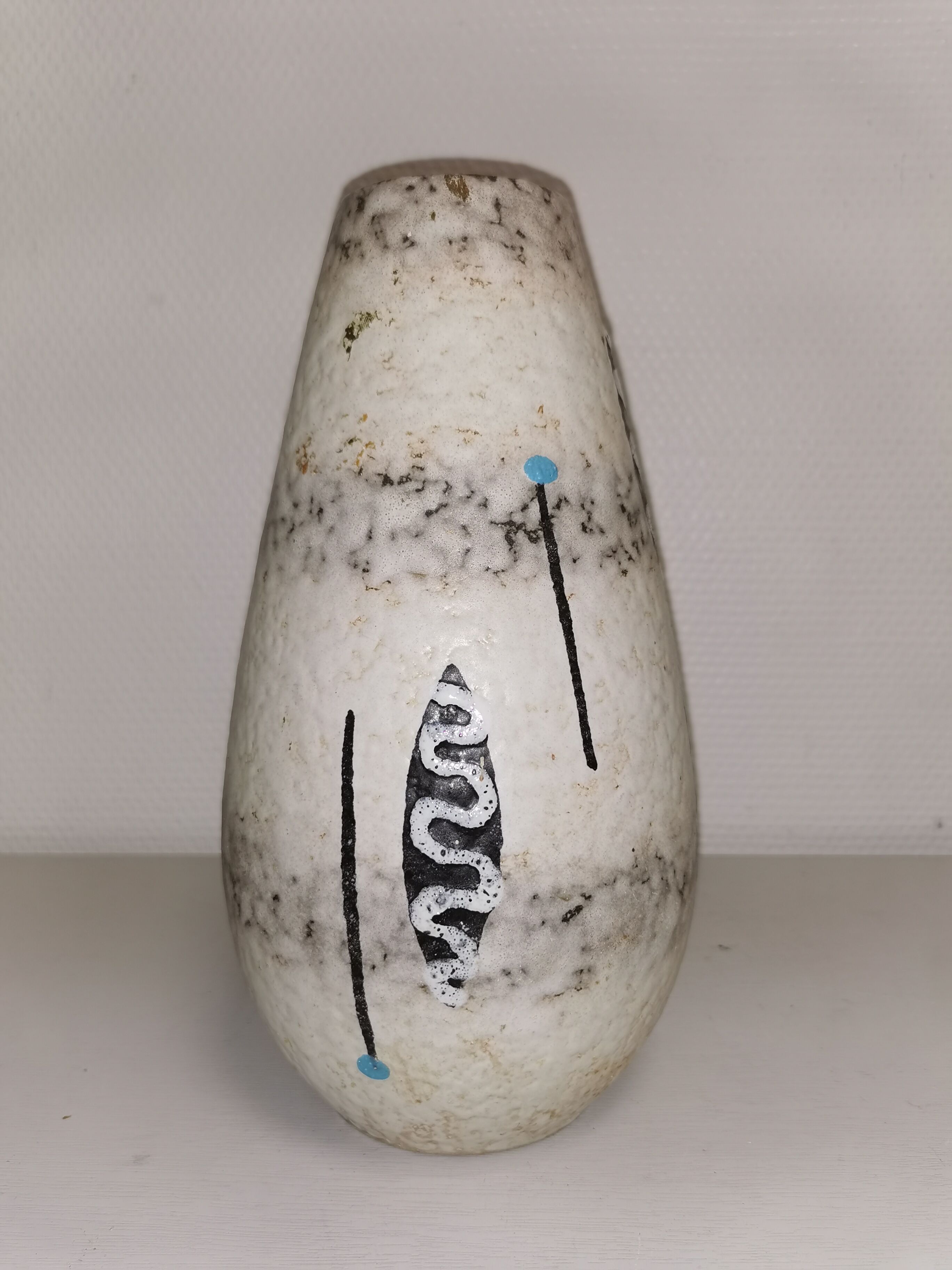 Vase with graphic decoration, vintage ceramic, 50-60's