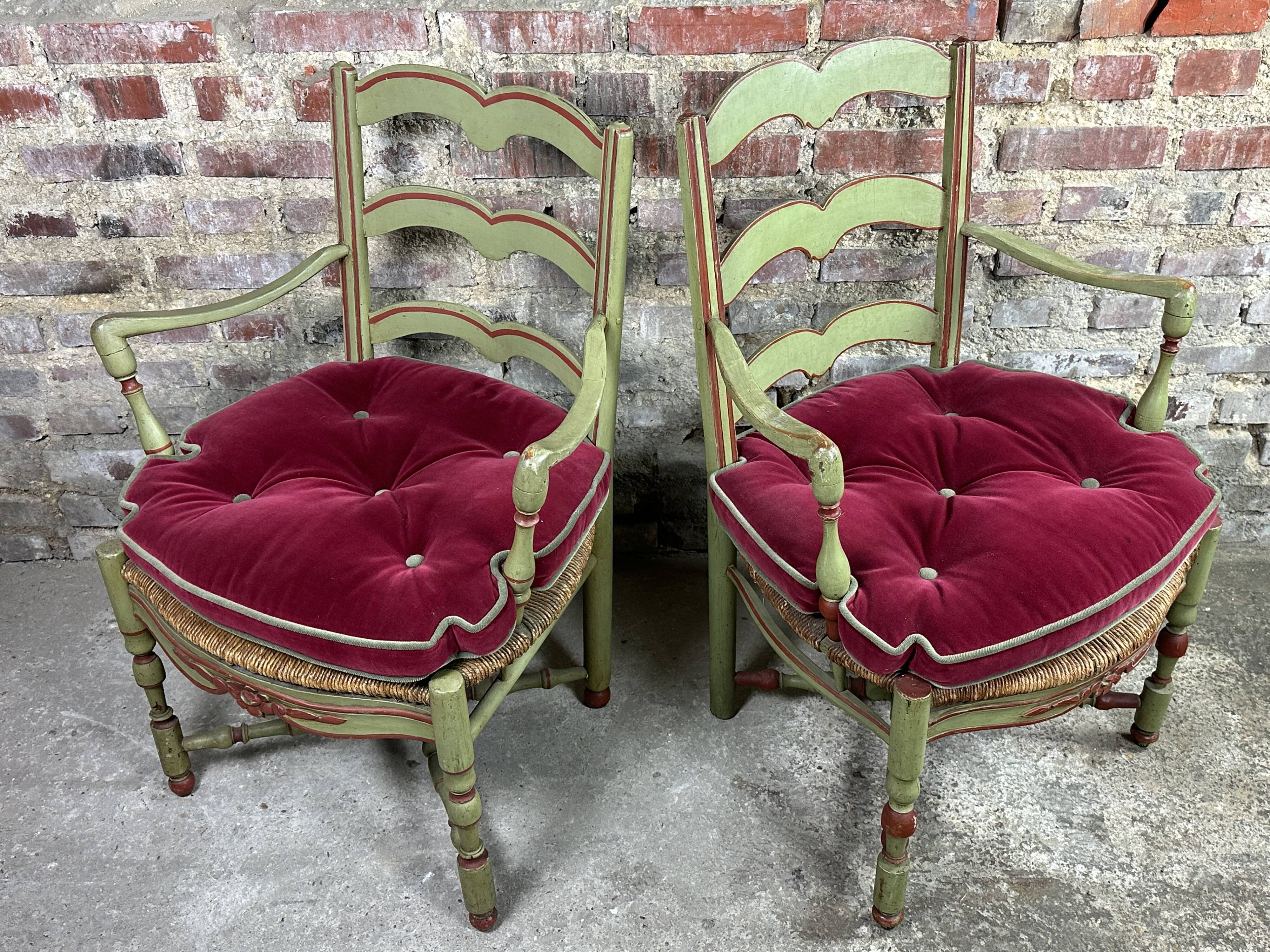 Pair of provençal straw armchairs late nineteenth