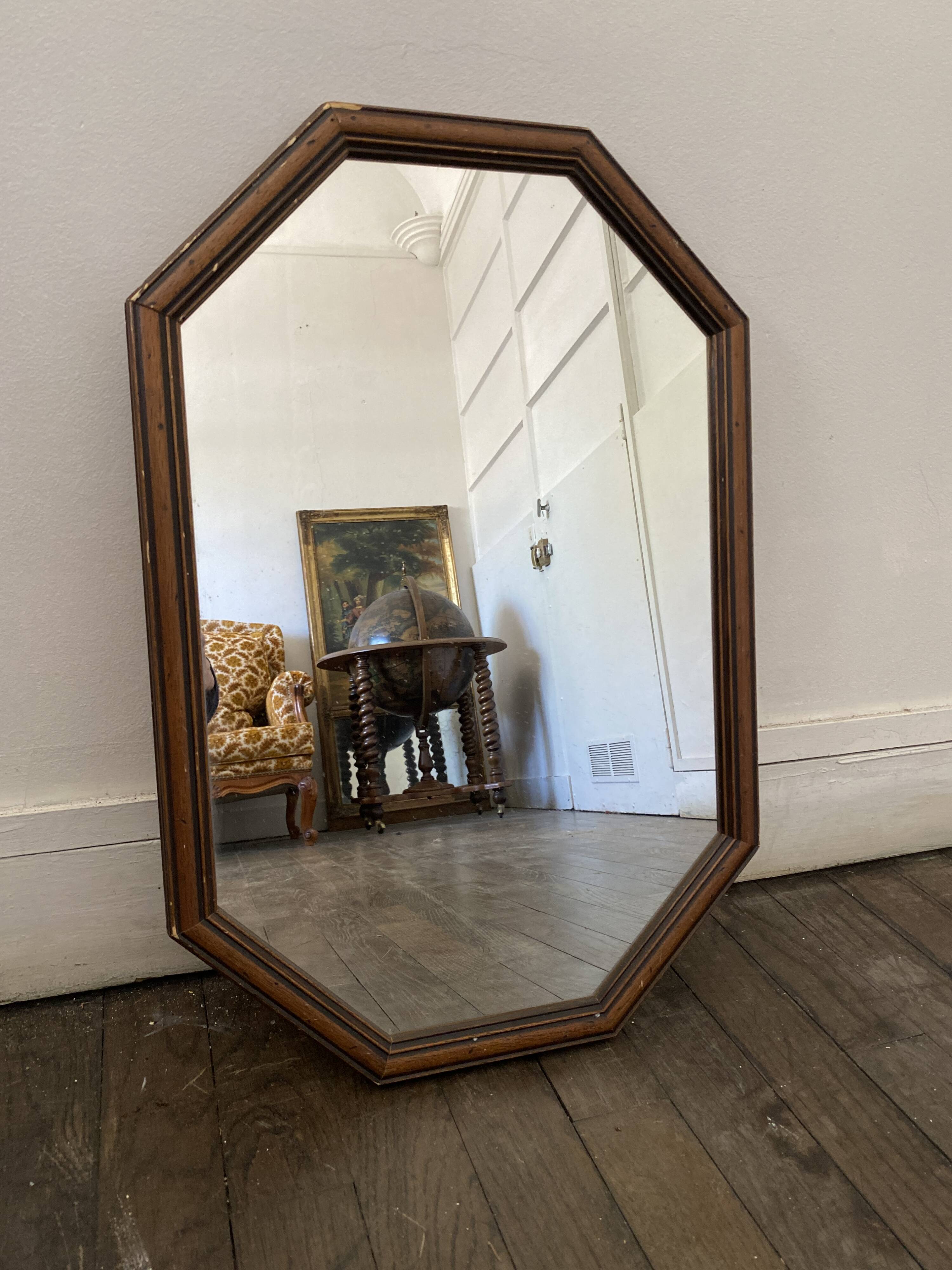 Miroir scandinave en bois, années 60