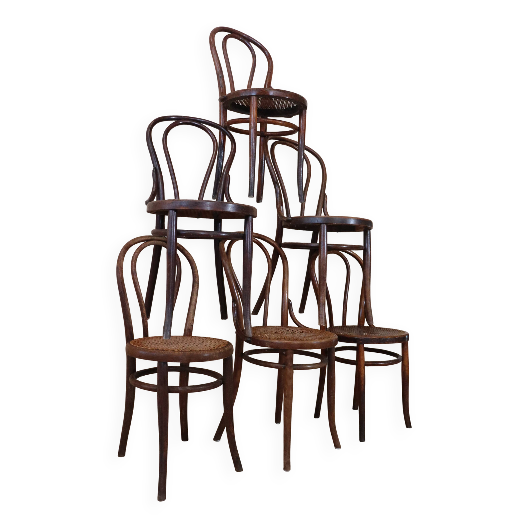 Set of six bistro chairs n°18 Thonet