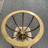 Italian design dining table in alabaster, gilded iron and tempered glass 70s vintage